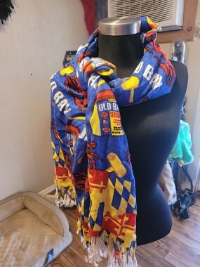 Old Bay  Scarf with Red & Yellow Accents